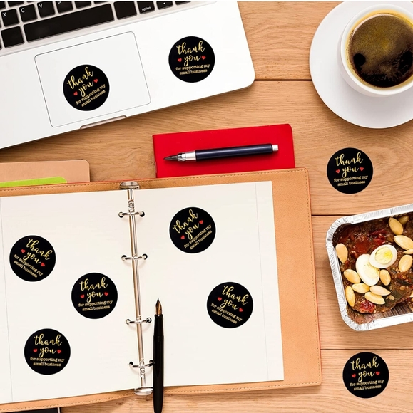 50 ct Stickers 2 inch, Black Thank You Labels Sticker, Thank You for Sup… - Picture 6 of 9